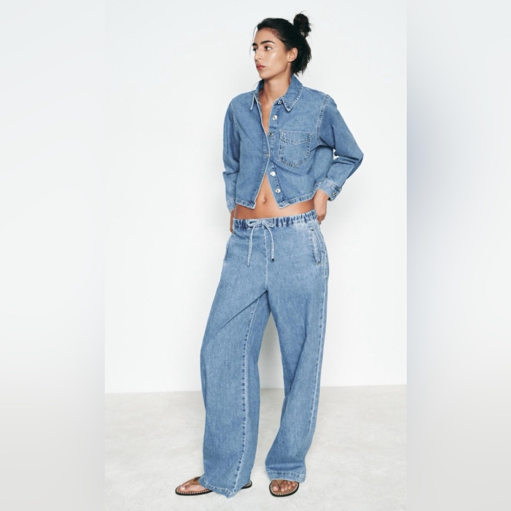 Zara Denim Blue Crop Top